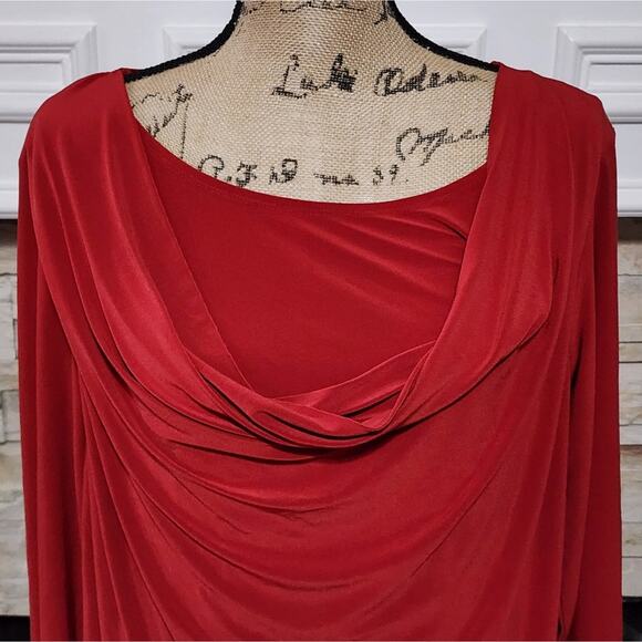 Susan Lawrence red cowl neck long sleeve blouse plus size 1X - Picture 2 of 5